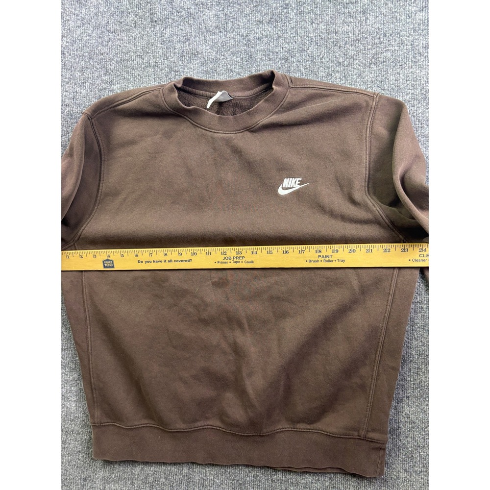 Nike Crewneck Sweatshirt Mens L Brown Embroidered Logo Fleece Pullover - Picture 5 of 8